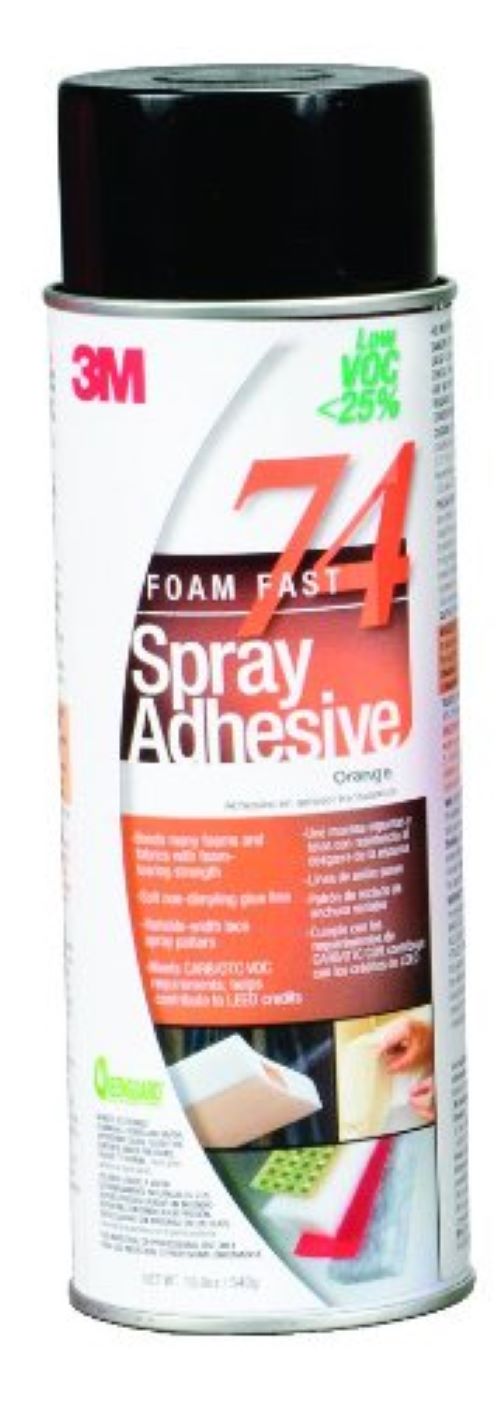 3M 74 Foam Fast Spray Adhesive, 24 fl oz Aerosol Can, Clear (Case of 12) 